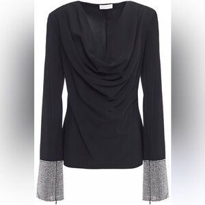 Ronny Kobo Collection Black Blouse with fabulous rhinestone cuffs!